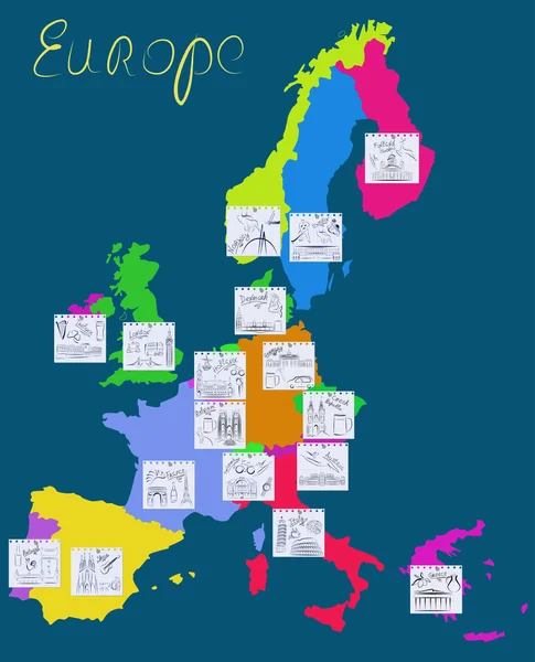 Avrupa yerler ve sembolleri. — Stok Vektör