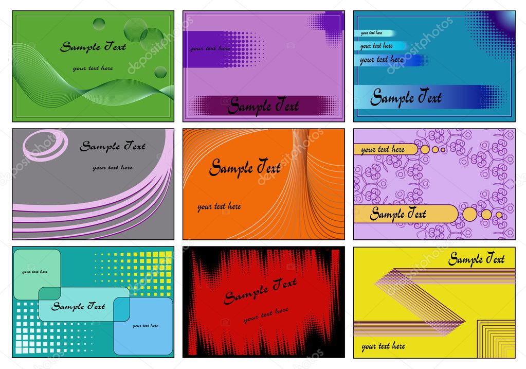 不同的九个矢量卡的集合– 图库插图