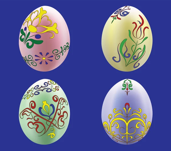 Quatro ovos coloridos — Vetor de Stock