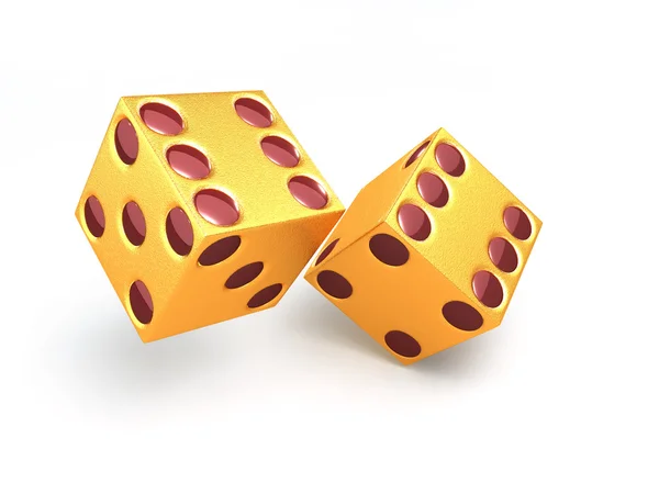 Two golden dice Stock Picture