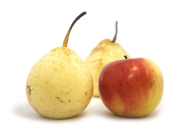 Apple Two Pears Isolated White — Stock Photo, Image