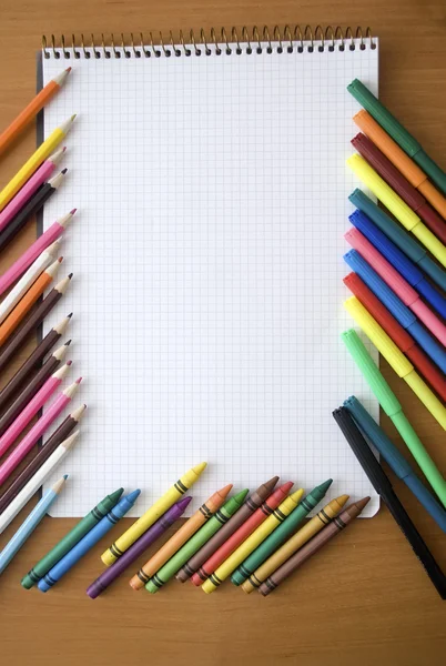 Pencils and notebooks — Stock Photo, Image