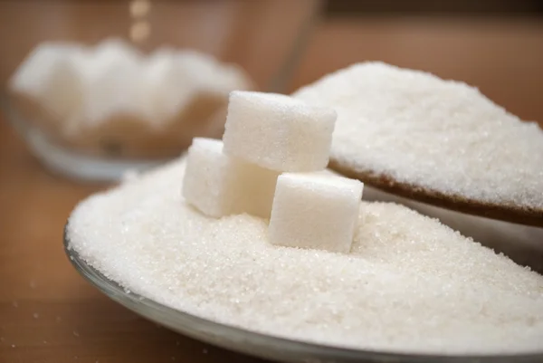 Cubos Açúcar Colher — Fotografia de Stock