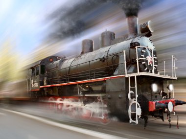 Locomotive in motion blur clipart