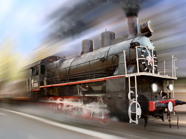 Locomotiva em movimento borrão — Fotografia de Stock