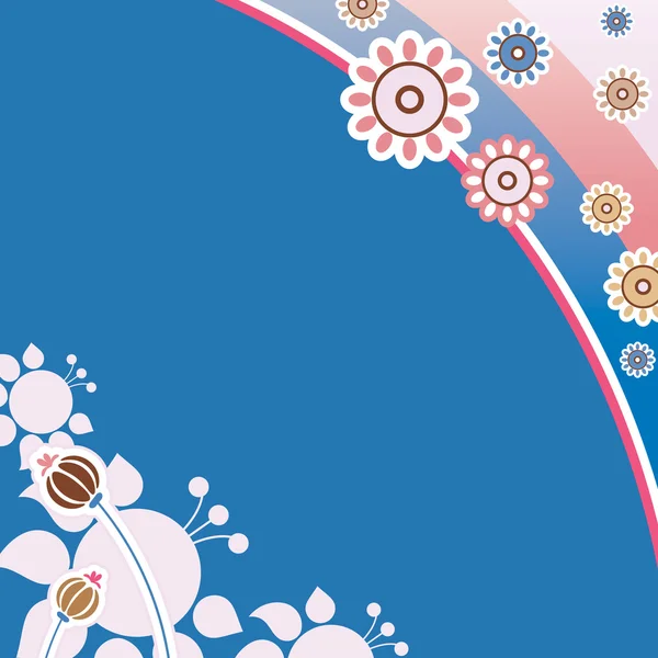 Φόντο. λουλούδι στολίδι, ροζ σε μπλε φόντο — Διανυσματικό Αρχείο