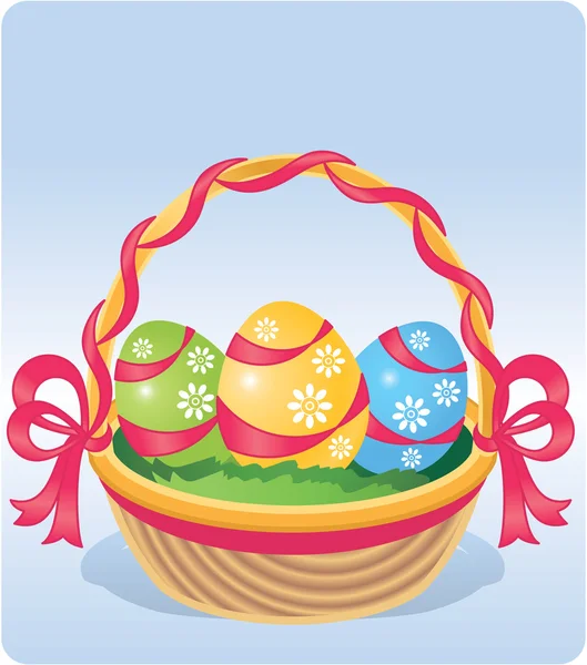 Cesta con huevos de Pascua — Archivo Imágenes Vectoriales