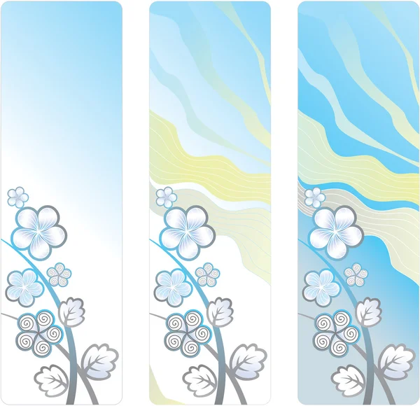 Vertikala bakgrund med dekorativa vita blommor — Stock vektor