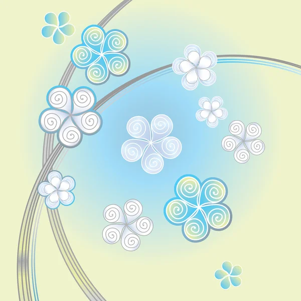 Ljusblå bakgrund med dekorativa blommor — Stock vektor