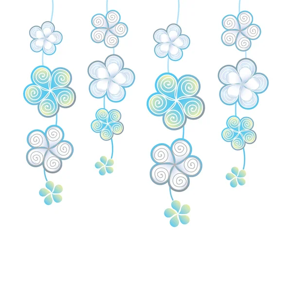 Fondo blanco con flores decorativas — Vector de stock