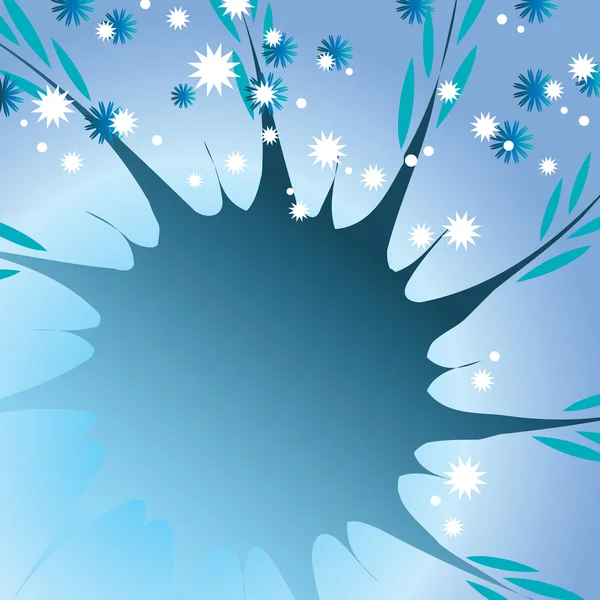 花と星抽象的なブルーの背景 — ストックベクタ