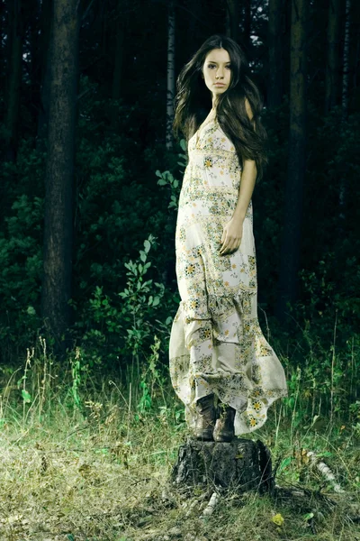 Schönes Mädchen auf einer Waldwiese — Stockfoto