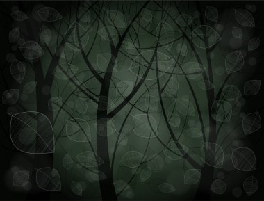 stilize yaprak desenli karanlık ormanda soyut Illustration. eps10