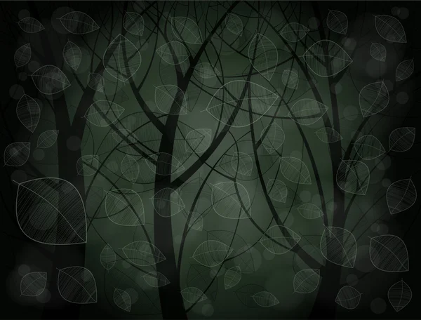 Stilize Yaprak Desenli Karanlık Ormanda Soyut Illustration Eps10 — Stok Vektör