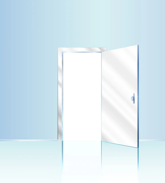 Dessin Vectoriel Entrée Avec Porte Ouverte Espace Blanc Vide Extérieur — Image vectorielle