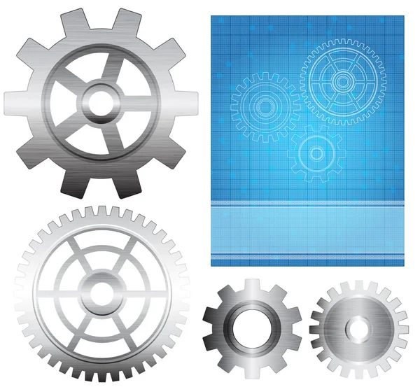 Set Gears Brushed Metal Texture Abstract Background Eps10 — Stock Vector