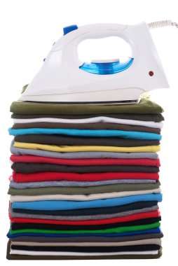 Colored shirts and electric iron clipart