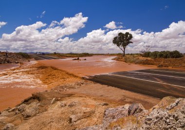 Mudflow across highway road in South Australia after heavy rain clipart