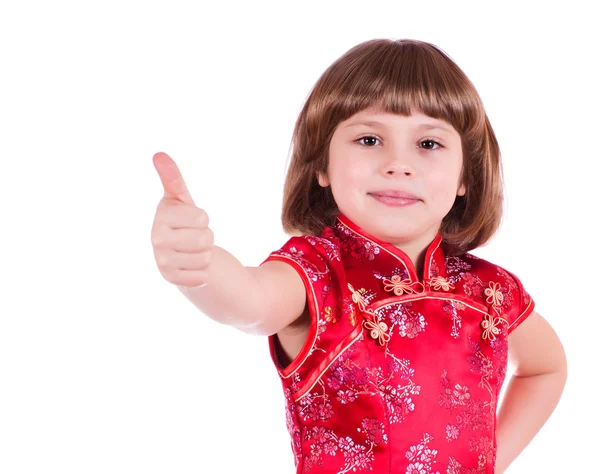 Портрет Маленької Дівчинки Великі Пальці Вгору — стокове фото