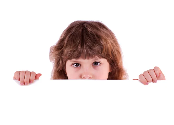 Little girl with banner — Stock Photo, Image