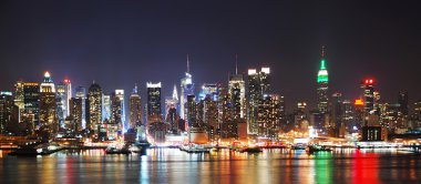 NEW YORK CITY NIGHT SKYLINE PANORAMA clipart