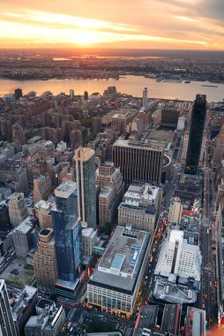 Hudson Nehri günbatımı new York'un manhattan