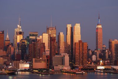 New York City Manhattan sunset clipart