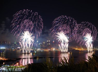 New York City Manhattan fireworks clipart