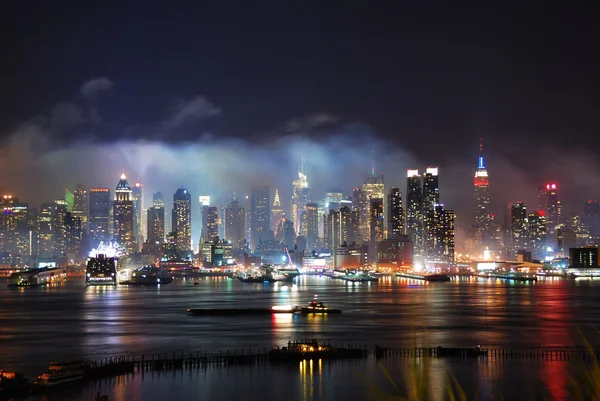 stock image New York City Manhattan after fireworks show