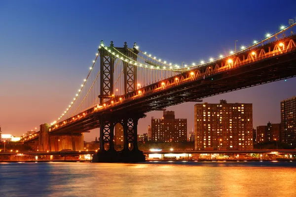 Puesta de sol del puente Manhattan Nueva York —  Fotos de Stock