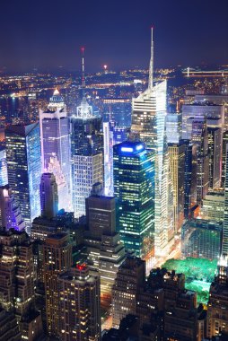 Times Square aerial view at night clipart