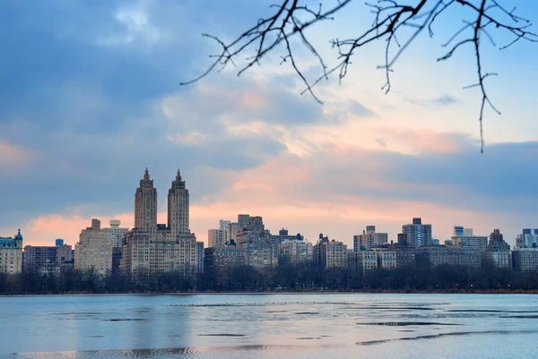 stock image Central Park Skyline over lake, New York City