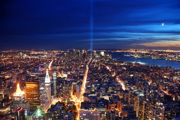 New York City aerial view at night — Stock Photo, Image