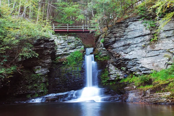 Waterfall with bridge — Stock Photo, Image