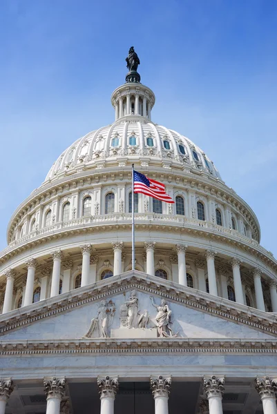 US Flag and Capitol Hill, Washington DC — Stock Photo, Image