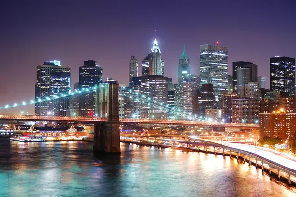 Nova Iorque Manhattan e Brooklyn Bridge — Fotografia de Stock