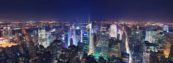 Panoramę Nowego Jorku manhattan nocą — Zdjęcie stockowe