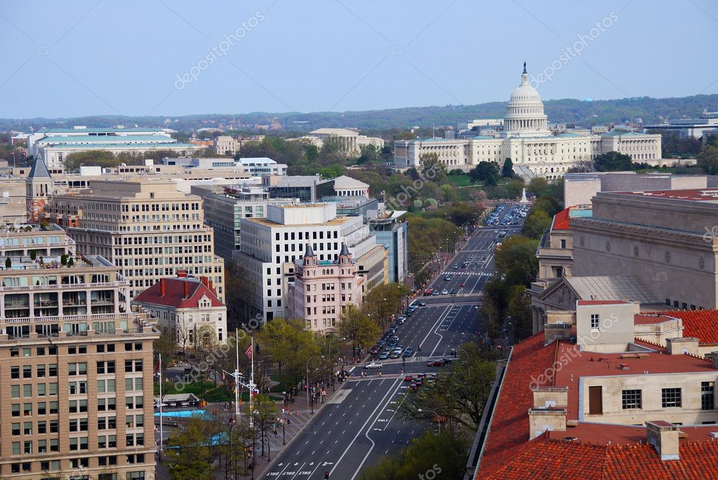 Capitol hill building aerial view, Washington DC — Stock Photo ...