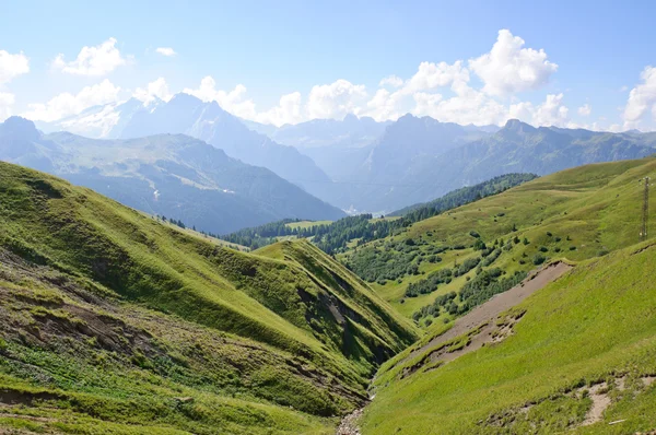 Uitzicht vanaf sella pass - Dolomieten, Italië — Stockfoto
