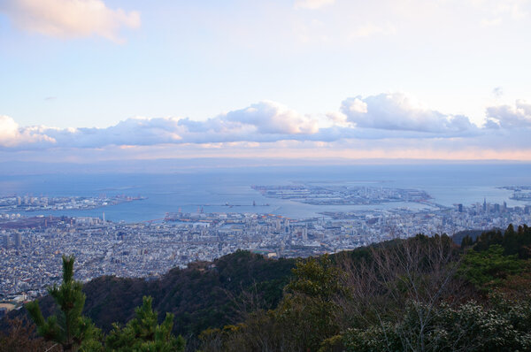 Kobe Cityscape view from Kikuseidai on the Mt.Maya, Japan
