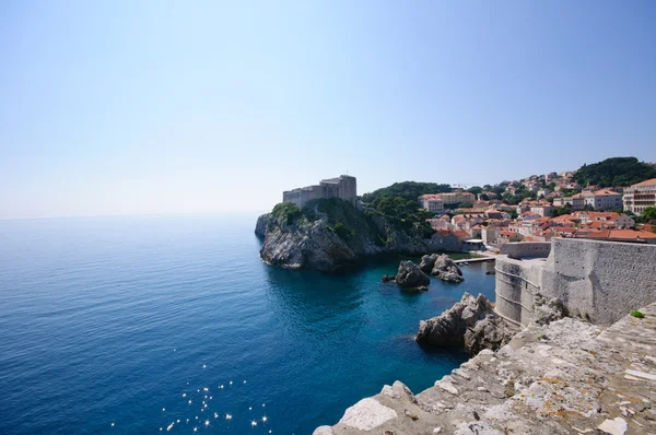 Mur Ville Mer Adriatique Dubrovnik Site Patrimoine Mondial — Photo