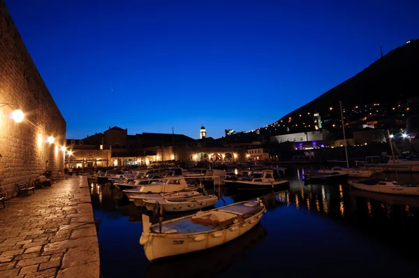 stock image Old Port of Dubrovnik in the twilight, The World Heritage Site