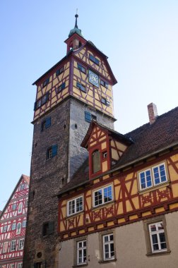 Gelbinger Gasse ve Josenturm Schwäbisch Hall, Almanya