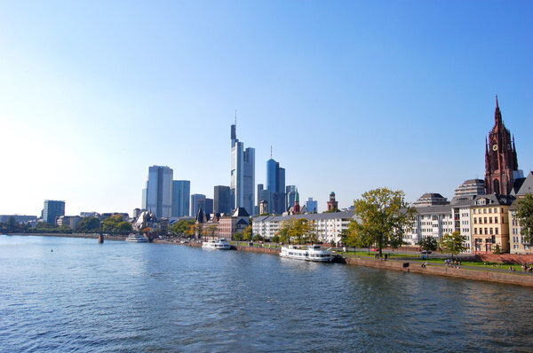 Skyscrapers and the Main in Frankfurt am Main