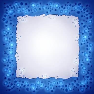 Water drops and paper sheet frame clipart