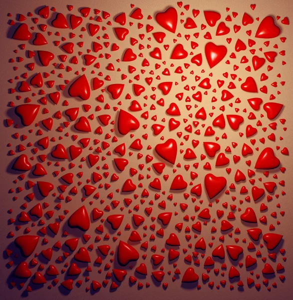 Röda keramiska hjärtan bakgrund — Stockfoto