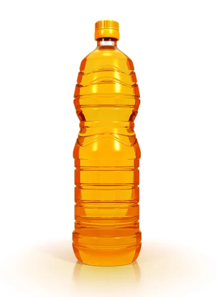 Óleo de girassol em garrafa de plástico — Fotografia de Stock