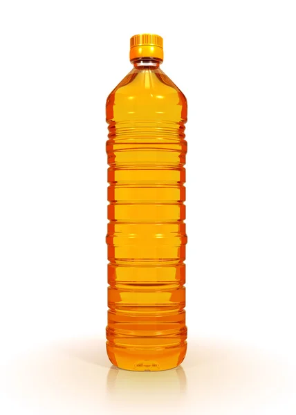 Sonnenblumenöl in Plastikflasche — Stockfoto