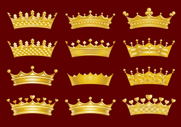 Conjunto de coronas de oro — Archivo Imágenes Vectoriales