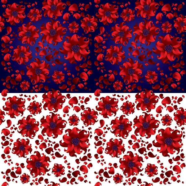 Fleur rouge motif sans couture. — Image vectorielle